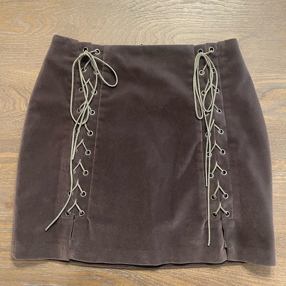 AMAZING Charcoal Lace-Up Mini Skirt